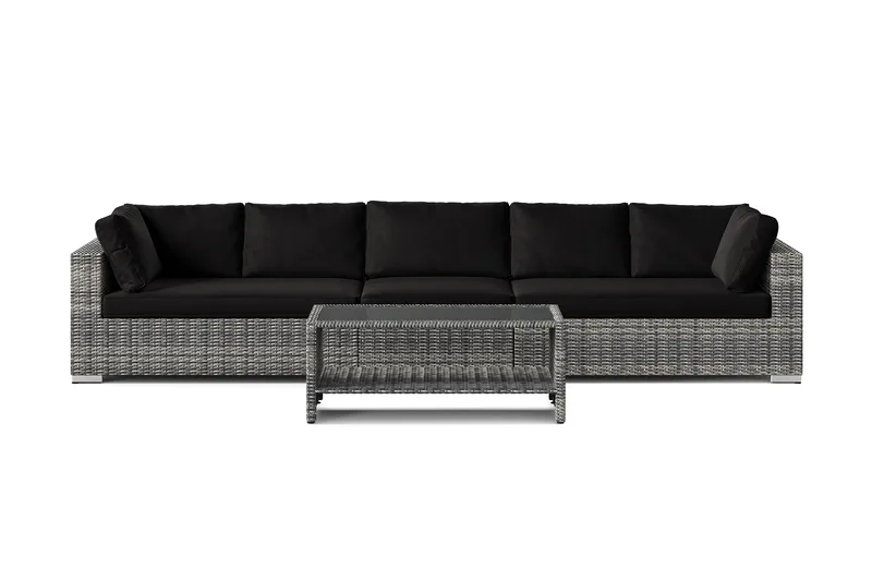 Bahamas ulkosohva 5-hengen, pöytä ja hylly - Harmaa - Puutarhakalusteet - Terassiryhmät - Oleskeluryhmät