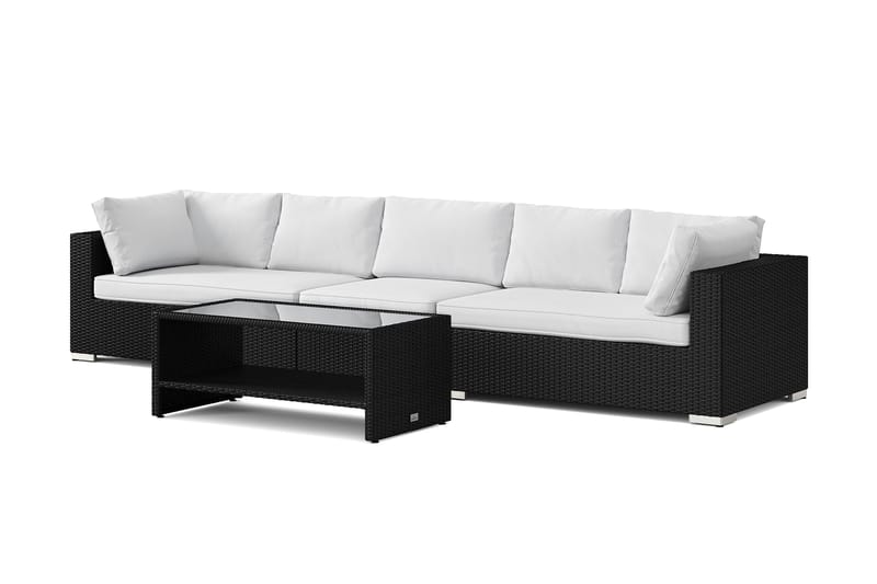 Bahamas ulkosohva 5-hengen, pöytä ja hylly, Musta
