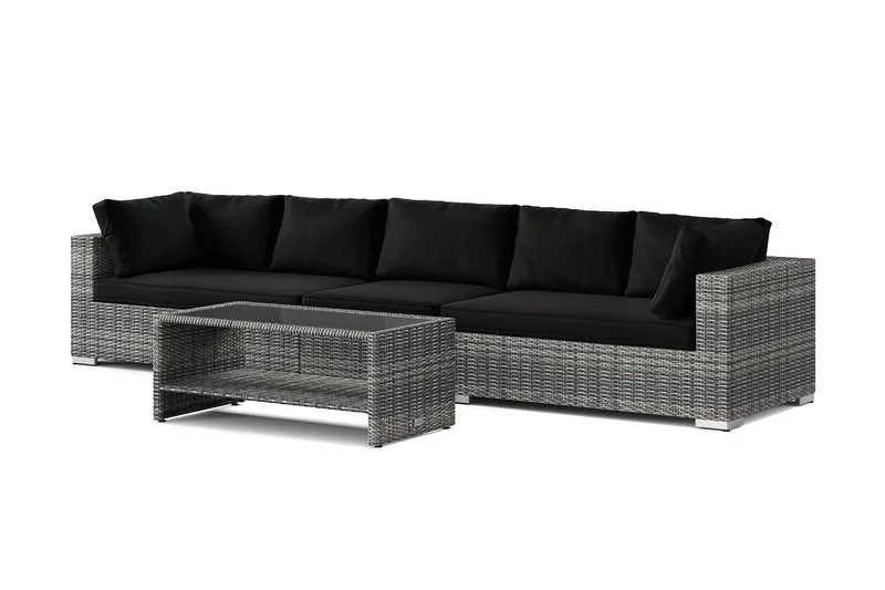 Bahamas ulkosohva 5-hengen, pöytä ja hylly, Harmaa