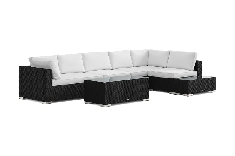 Bahamas ulkosohva 6-hengen, käännettävä divaaniosa, avoin pääty ja pöytä, Musta