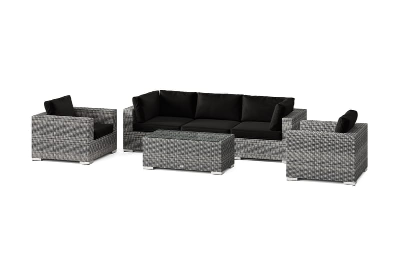 Bahamas ulkosohvaryhmä 5-hengen, kaksi nojatuolia ja pöytä - Harmaa - Puutarhakalusteet - Terassiryhmät - Oleskeluryhmät