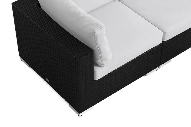 Bahamas ulkosohvaryhmä 5-hengen, kaksi nojatuolia ja pöytä hyllyllä - Musta - Puutarhakalusteet - Terassiryhmät - Oleskeluryhmät