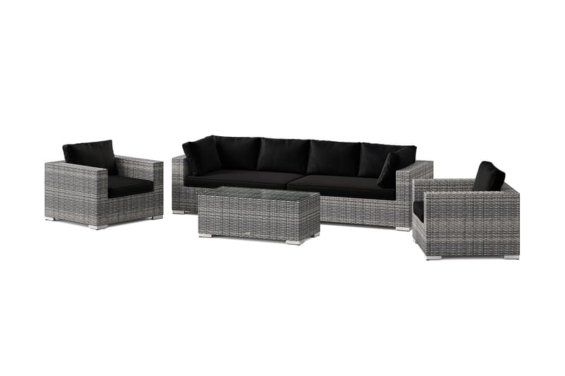 Bahamas ulkosohvaryhmä 6-hengen, kaksi nojatuolia ja pöytä - Harmaa - Puutarhakalusteet - Terassiryhmät - Oleskeluryhmät