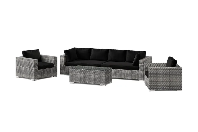 Bahamas ulkosohvaryhmä 6-hengen, kaksi nojatuolia ja pöytä, Harmaa