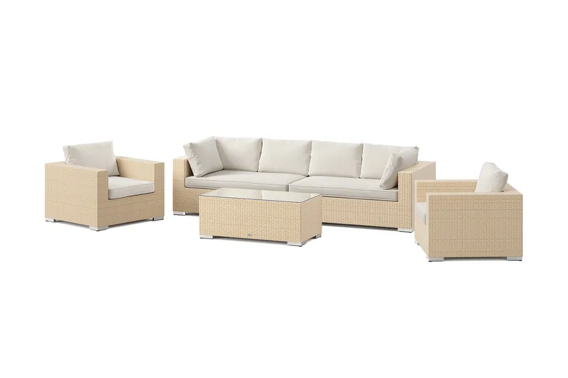 Bahamas ulkosohvaryhmä 6-hengen, kaksi nojatuolia ja pöytä, Hiekka