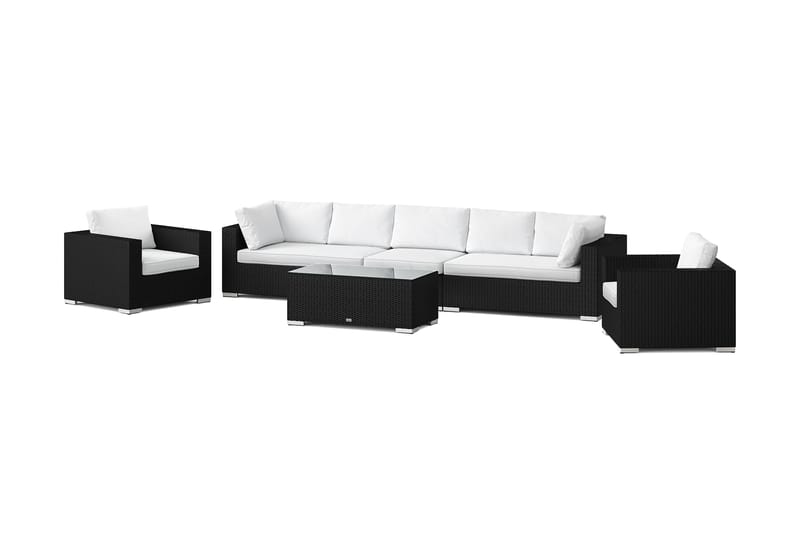 Bahamas ulkosohvaryhmä 7-hengen, kaksi nojatuolia ja pöytä, Musta