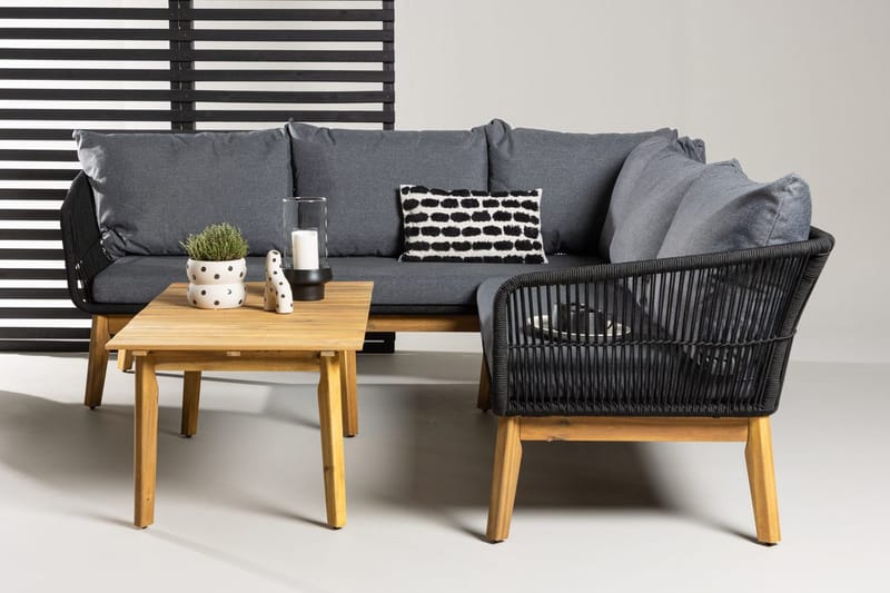 Chania kulmasohvaryhmä 4-istuttava ulkokäyttöön, Musta