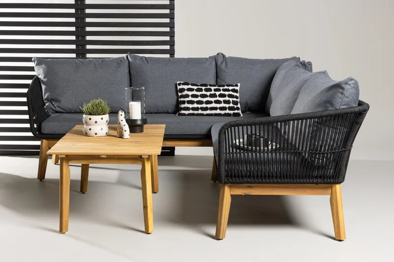 Chania kulmasohvaryhmä 4-istuttava ulkokäyttöön, Musta