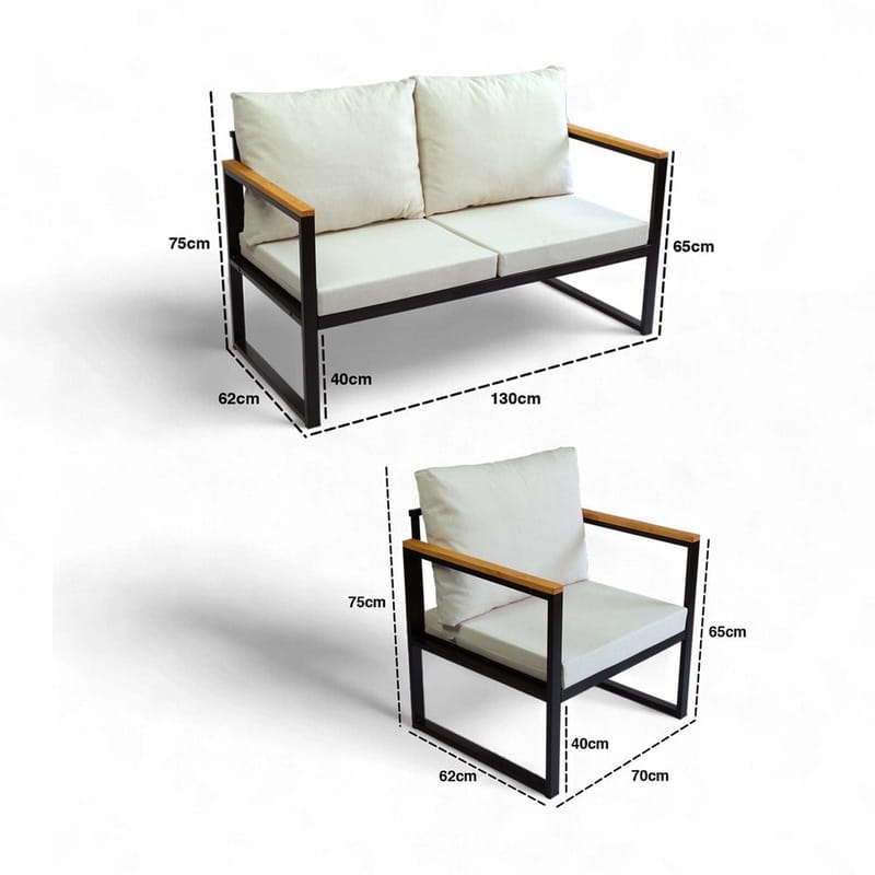 Cove 5-istuttava Sohvaryhmä Ulkokäyttöön - Beige - Puutarhakalusteet - Terassiryhmät - Sohvaryhmät ulos