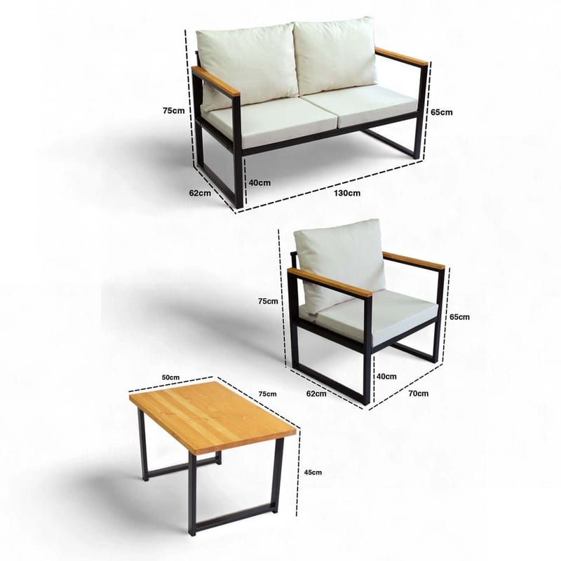 Cove 5-istuttava Sohvaryhmä Ulkokäyttöön - Beige - Puutarhakalusteet - Terassiryhmät - Sohvaryhmät ulos