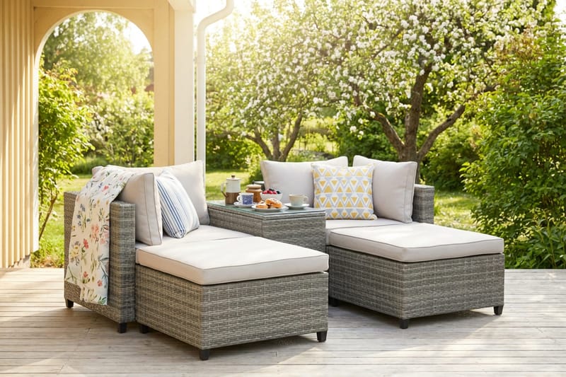 Dramilo Lounge-ryhmä - Beige - Puutarhakalusteet - Terassiryhmät - Sohvaryhmät ulos