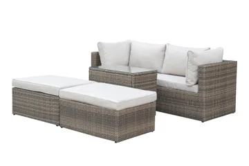 Dramilo lounge-ryhmä polyrottinkia, pöytä ja pehmusteet - Beige - Puutarhakalusteet - Terassiryhmät - Sohvaryhmät ulos