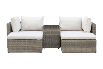 Dramilo lounge-ryhmä polyrottinkia, pöytä ja pehmusteet - Beige - Puutarhakalusteet - Terassiryhmät - Sohvaryhmät ulos