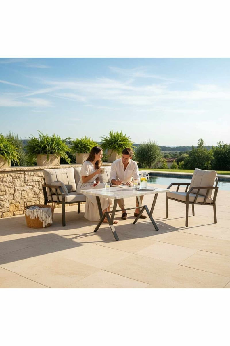 Garden Lounge Set Atelier Del Sofa Beige - Puutarhakalusteet - Terassiryhmät - Sohvaryhmät ulos