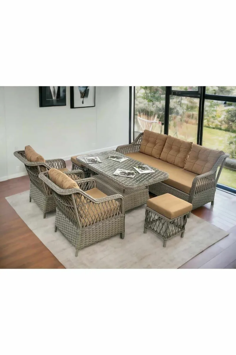 Garden Lounge Set Atelier Del Sofa Beige - Puutarhakalusteet - Terassiryhmät - Sohvaryhmät ulos