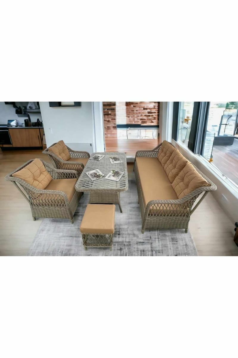 Garden Lounge Set Atelier Del Sofa Beige - Puutarhakalusteet - Terassiryhmät - Sohvaryhmät ulos