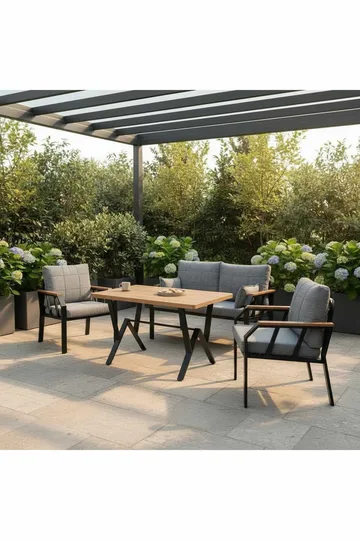 Garden Lounge Set Atelier Del Sofa Harmaa - Puutarhakalusteet - Terassiryhmät - Sohvaryhmät ulos