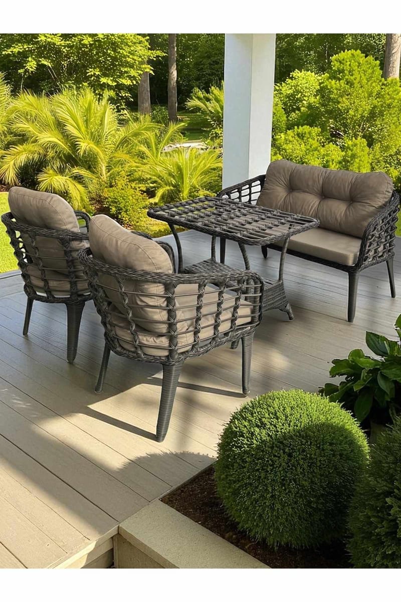 Garden Lounge Set Atelier Del Sofa Harmaa - Puutarhakalusteet - Terassiryhmät - Sohvaryhmät ulos