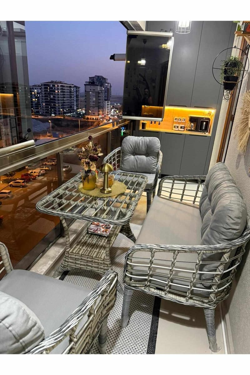 Garden Lounge Set Atelier Del Sofa Harmaa - Puutarhakalusteet - Terassiryhmät - Sohvaryhmät ulos