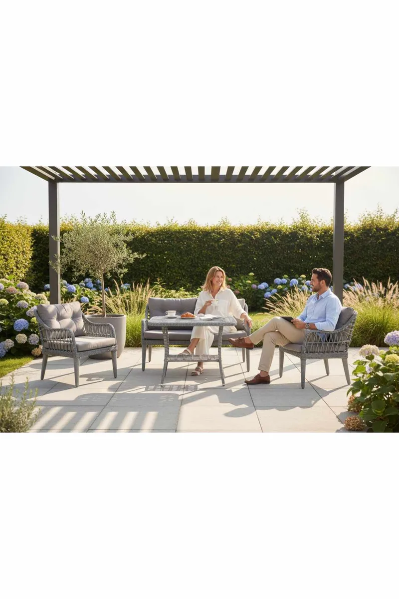Garden Lounge Set Atelier Del Sofa Harmaa - Puutarhakalusteet - Terassiryhmät - Sohvaryhmät ulos