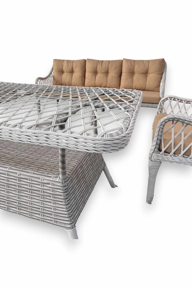 Garden Lounge Set Atelier Del Sofa Hisar 3+1+1 (170 x 78 x 56 cm) Beige valkoinen - Puutarhakalusteet - Terassiryhmät - Sohvaryhmät ulos