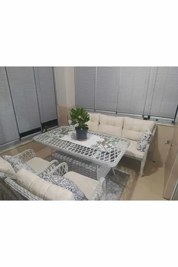 Garden Lounge Set Atelier Del Sofa Hisar 3+1+1 (170 x 78 x 56 cm) Beige - Puutarhakalusteet - Terassiryhmät - Sohvaryhmät ulos