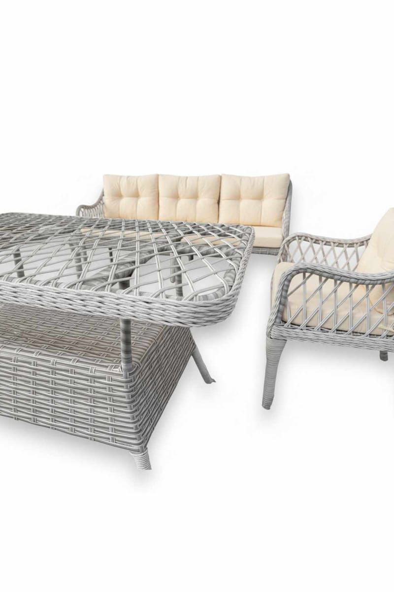 Garden Lounge Set Atelier Del Sofa Hisar 3+1+1 (170 x 78 x 56 cm) Beige - Puutarhakalusteet - Terassiryhmät - Sohvaryhmät ulos