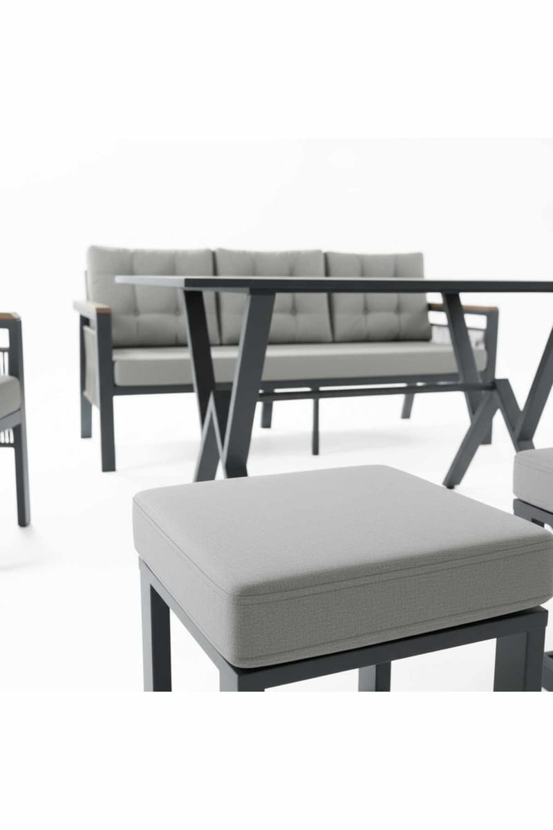 Garden Lounge Set Atelier Del Sofa Lilyum 3+1+1+2 (170 x 78 x 60 cm) Harmaa - Puutarhakalusteet - Terassiryhmät - Sohvaryhmät ulos