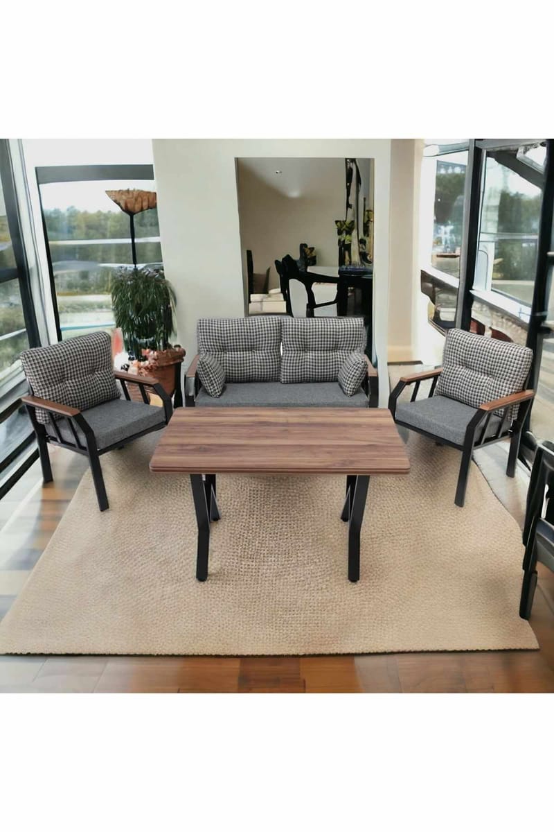 Garden Lounge Set Atelier Del Sofa Musta valkoinen - Puutarhakalusteet - Terassiryhmät - Sohvaryhmät ulos
