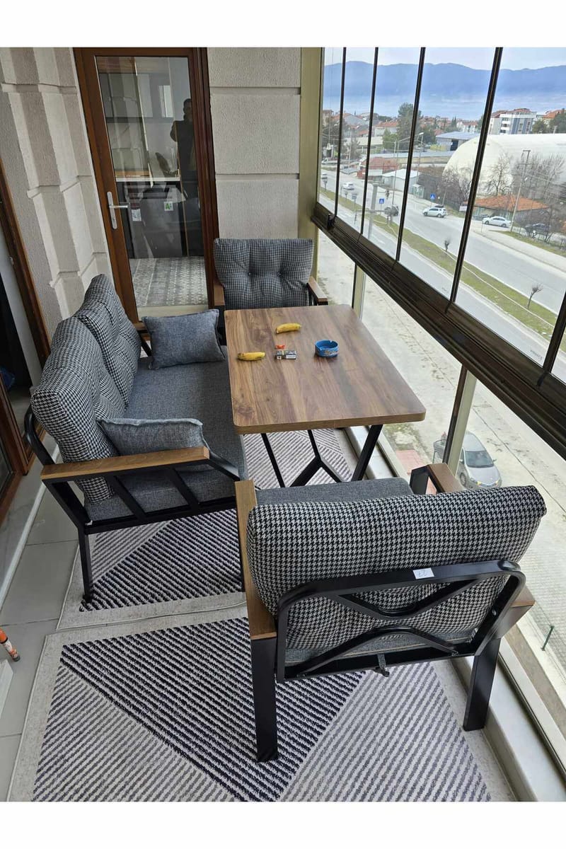 Garden Lounge Set Atelier Del Sofa Musta valkoinen - Puutarhakalusteet - Terassiryhmät - Sohvaryhmät ulos