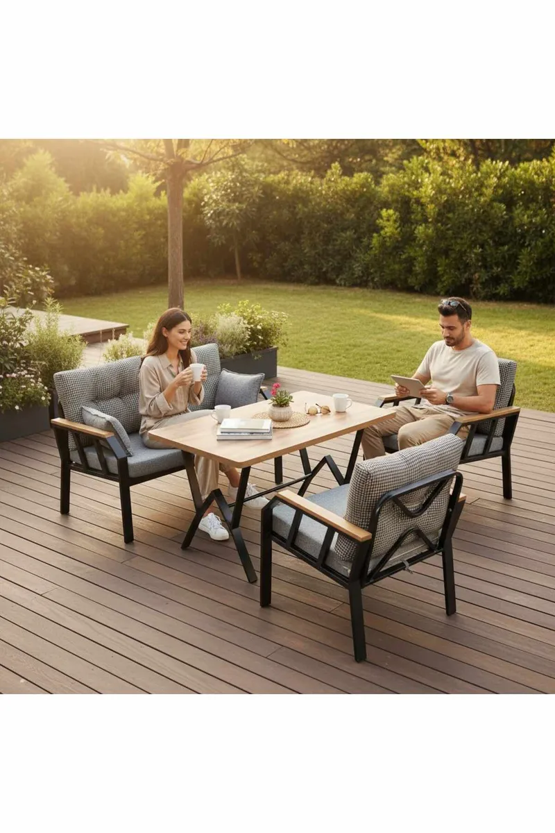Garden Lounge Set Atelier Del Sofa Musta valkoinen