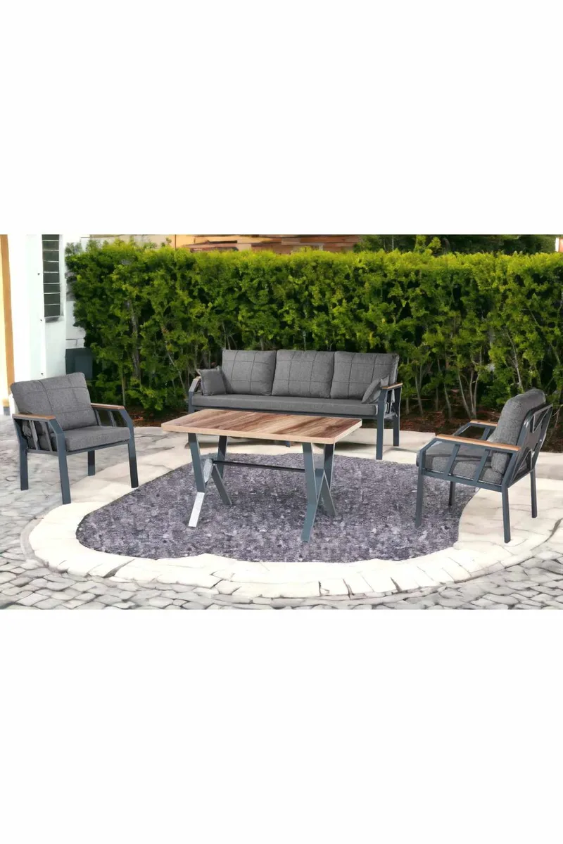 Garden Lounge Set Atelier Del Sofa Nergiz 3+1+1 (200 x 78 x 58 cm) Tummanharmaa, Tummanharmaa