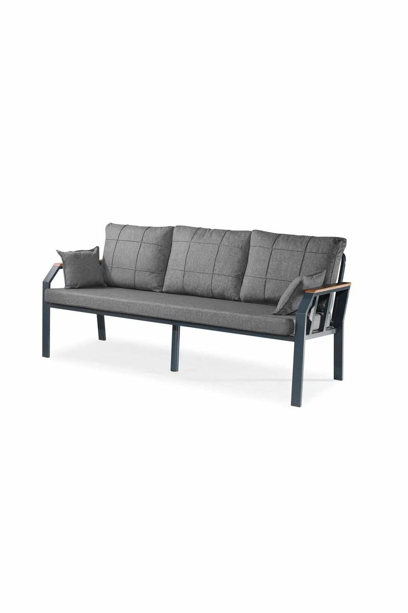 Garden Lounge Set Atelier Del Sofa Nergiz 3+1+1 (200 x 78 x 58 cm) Tummanharmaa - Tummanharmaa - Puutarhakalusteet - Terassiryhmät - Sohvaryhmät ulos