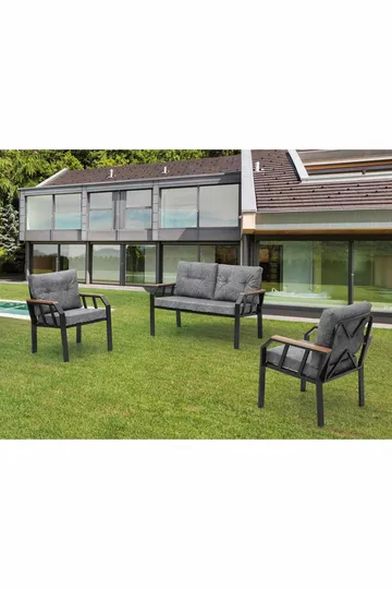 Garden Lounge Set Atelier Del Sofa Tummanharmaa - Tummanharmaa - Puutarhakalusteet - Terassiryhmät - Sohvaryhmät ulos