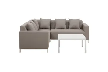 Hörnsoffa Beliani Belize Beige||White - Puutarhakalusteet - Terassiryhmät - Sohvaryhmät ulos