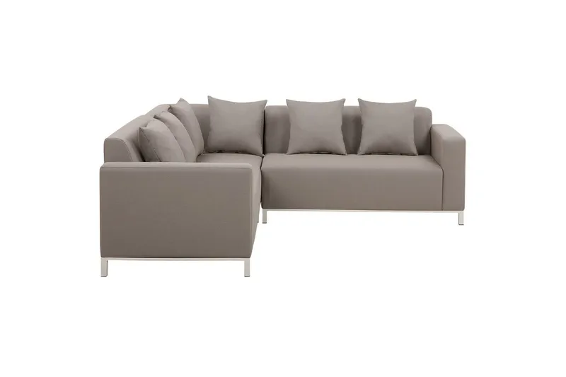 Hörnsoffa Beliani Belize Beige||White - Puutarhakalusteet - Terassiryhmät - Sohvaryhmät ulos