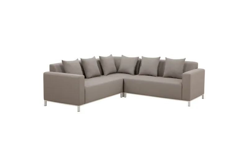 Hörnsoffa Beliani Belize Beige||White - Puutarhakalusteet - Terassiryhmät - Sohvaryhmät ulos