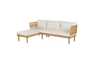 Hörnsoffa Beliani Cremona Light wood||White - Puutarhakalusteet - Terassiryhmät - Sohvaryhmät ulos