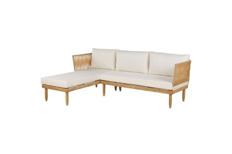Hörnsoffa Beliani Cremona Light wood||White - Puutarhakalusteet - Terassiryhmät - Sohvaryhmät ulos