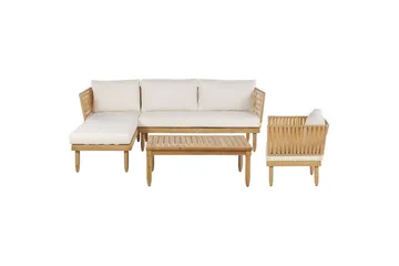 Hörnsoffa Beliani Cremona Light wood||White - Puutarhakalusteet - Terassiryhmät - Sohvaryhmät ulos