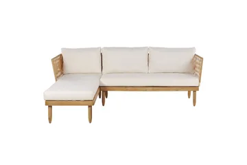 Hörnsoffa Beliani Cremona Light wood||White - Puutarhakalusteet - Terassiryhmät - Sohvaryhmät ulos