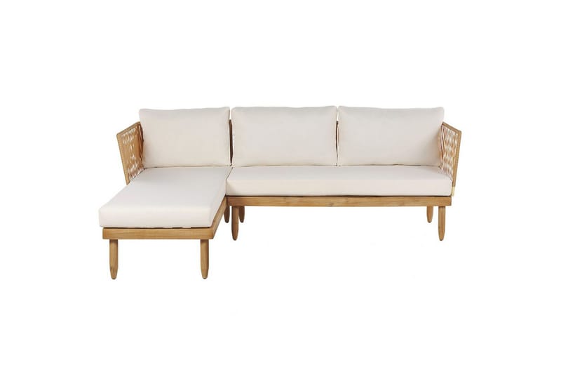 Hörnsoffa Beliani Cremona Light wood||White - Puutarhakalusteet - Terassiryhmät - Sohvaryhmät ulos