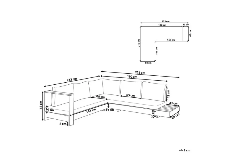Hörnsoffa Beliani Marettimo Light wood||White - Puutarhakalusteet - Terassiryhmät - Terassisohvat