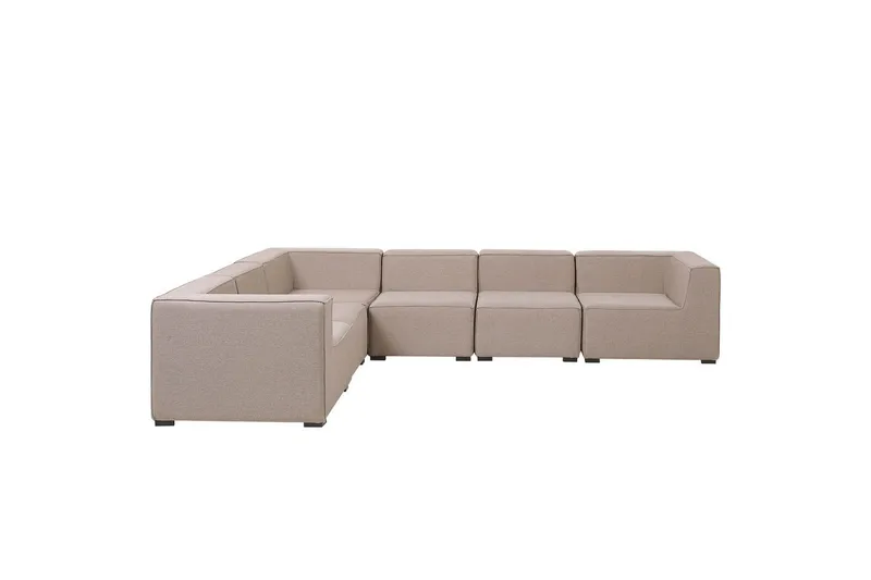 Hörnsoffa med fotpall Beliani Arezzo Beige/svart, Högervänd Beige, Black Left-faced - Puutarhakalusteet - Terassiryhmät - Sohvaryhmät ulos
