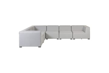 Hörnsoffa med fotpall Beliani Arezzo Beige/svart, Högervänd Grey, Black Left-faced - Puutarhakalusteet - Terassiryhmät - Sohvaryhmät ulos