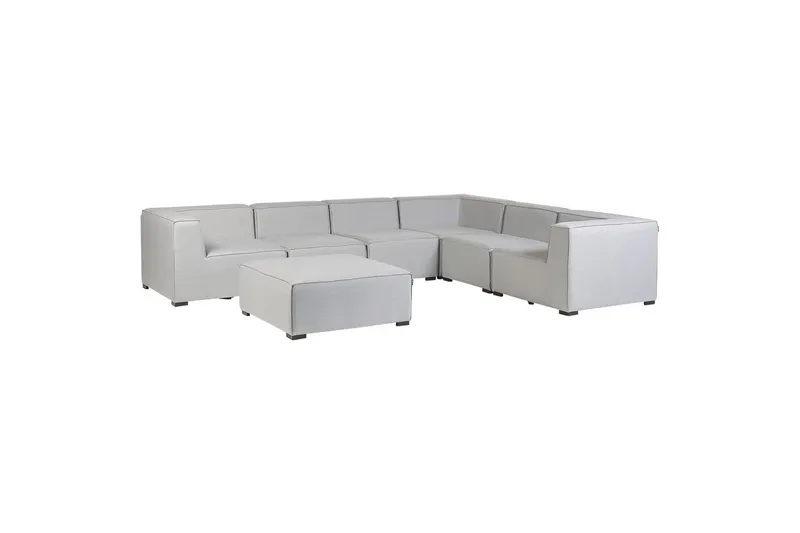 Hörnsoffa med fotpall Beliani Arezzo Beige/svart, Högervänd Grey, Black Right-faced - Puutarhakalusteet - Terassiryhmät - Terassisohvat