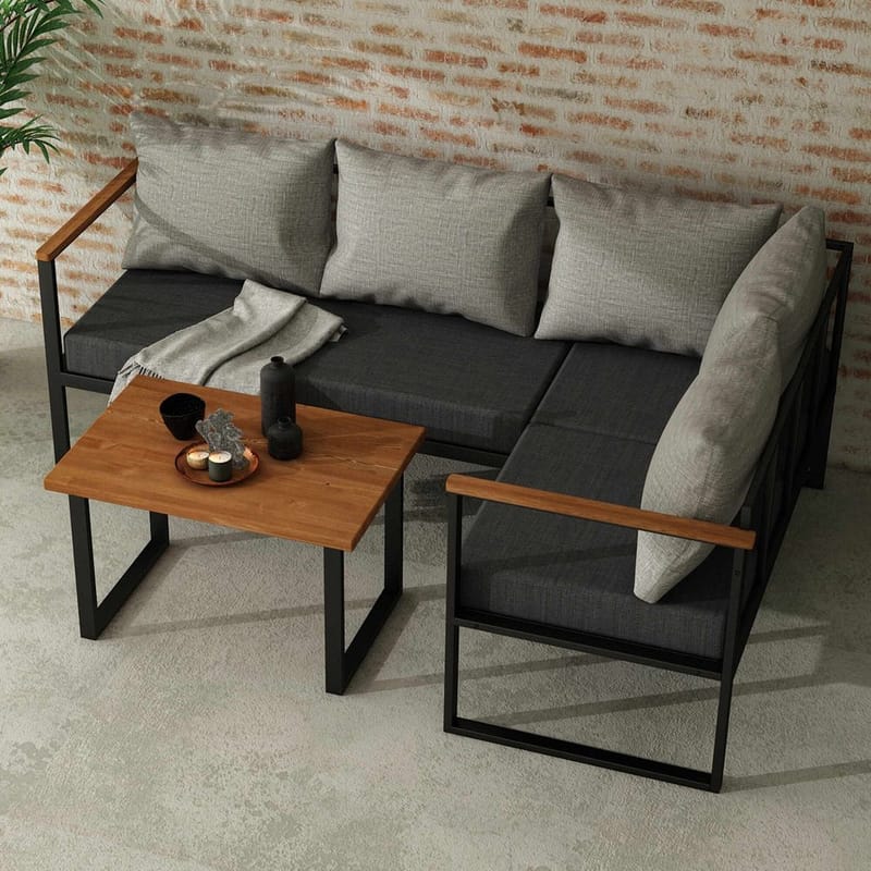 Hue 3-istuttava Sohvaryhmä Ulkokäyttöön - Harmaa/Antrasiitti - Puutarhakalusteet - Terassiryhmät - Sohvaryhmät ulos