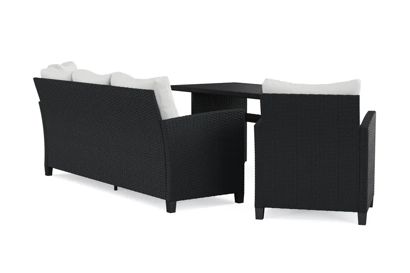 James Light -ulkosohvaryhmä polyrottingista - Musta - Puutarhakalusteet - Terassiryhmät - Sohvaryhmät ulos