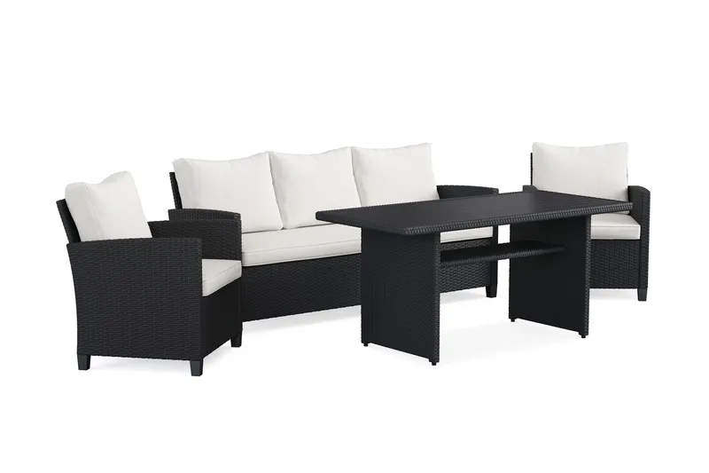 James Light -ulkosohvaryhmä polyrottingista - Musta - Puutarhakalusteet - Terassiryhmät - Sohvaryhmät ulos
