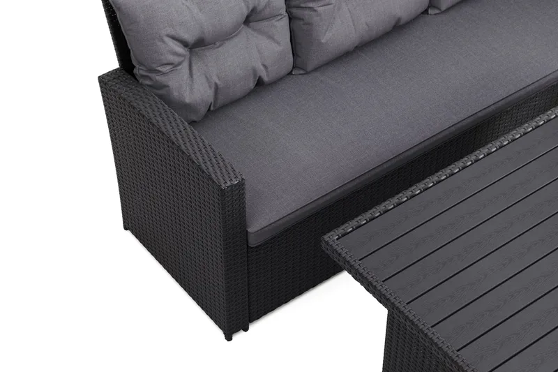 James ulkolounge-ryhmä – 5-istuttava polyrottinkinen sohveryhmä - Musta - Puutarhakalusteet - Terassiryhmät - Sohvaryhmät ulos
